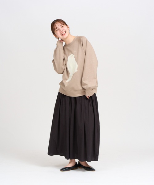 meeny miny（ミーニーマイニー）の「【よそんちの猫】白猫 ラメプルオーバー（スウェット・レディース・アイボリー/ベージュ・S-M）」の12枚目の写真