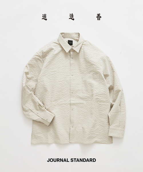JOURNAL STANDARD(ジャーナルスタンダード)の「迷迭香 / マンネンロウ 別注 PR CHECK SHIRT(シャツ/ブラウス・メンズ・ライトグレー/ベージュ系その他/サックスブルー・2/3)」の2枚目の写真