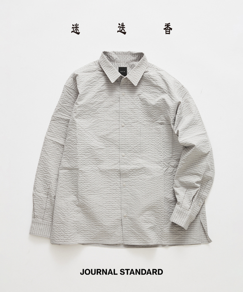 JOURNAL STANDARD(ジャーナルスタンダード)の「迷迭香 / マンネンロウ 別注 PR CHECK SHIRT(シャツ/ブラウス・メンズ・ライトグレー/ベージュ系その他/サックスブルー・2/3)」の1枚目の写真
