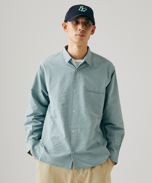 JOURNAL STANDARD(ジャーナルスタンダード)の「迷迭香 / マンネンロウ 別注 PR CHECK SHIRT(シャツ/ブラウス・メンズ・ライトグレー/ベージュ系その他/サックスブルー・2/3)」の9枚目の写真