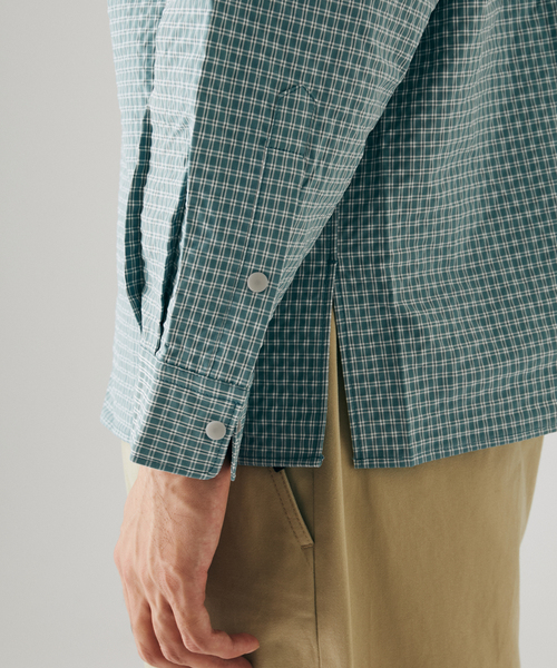 JOURNAL STANDARD(ジャーナルスタンダード)の「迷迭香 / マンネンロウ 別注 PR CHECK SHIRT(シャツ/ブラウス・メンズ・ライトグレー/ベージュ系その他/サックスブルー・2/3)」の13枚目の写真