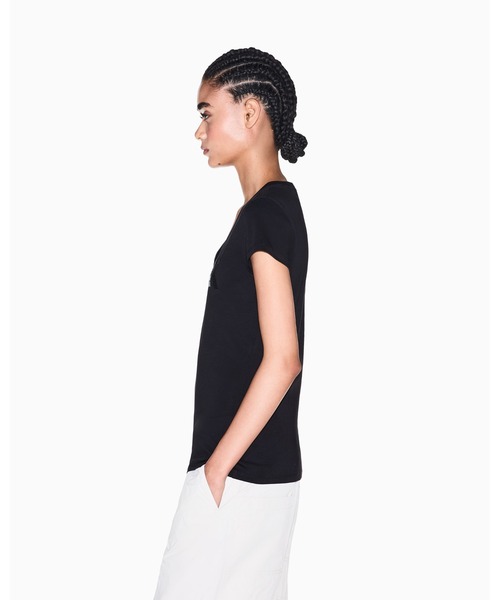 ARMANI EXCHANGE(アルマーニエクスチェンジ)の「【A|X アルマーニ エクスチェンジ】<ZOZO限定>ブリングAXロゴ 半袖VネックTシャツ/SLIM(Tシャツ/カットソー・レディース・ホワイト/ブラック・SMALL/X-SMALL/X-LARGE/MEDIUM/LARGE)」の3枚目の写真