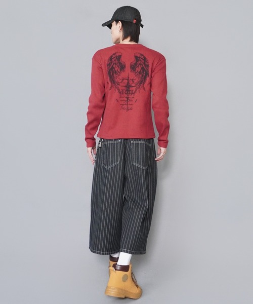 SPINNS(スピンズ)の「短丈ワッフルヘンリーネック長袖Tシャツ/サーマル/ダークアートバックプリント(Tシャツ/カットソー・メンズ・アイボリー/ワイン/ブラック系その他/カモフラージュ・ONESIZE)」の21枚目の写真