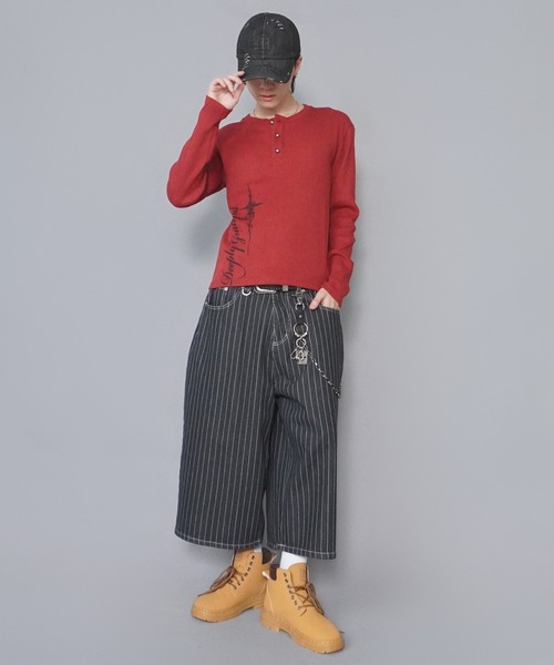 SPINNS(スピンズ)の「短丈ワッフルヘンリーネック長袖Tシャツ/サーマル/ダークアートバックプリント(Tシャツ/カットソー・メンズ・アイボリー/ワイン/ブラック系その他/カモフラージュ・ONESIZE)」の20枚目の写真