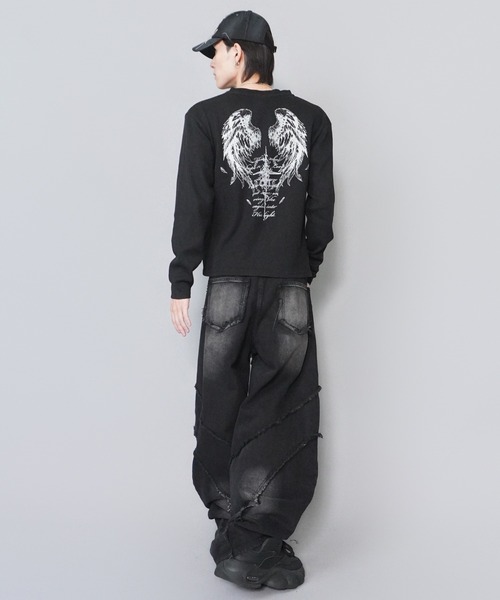 SPINNS(スピンズ)の「短丈ワッフルヘンリーネック長袖Tシャツ/サーマル/ダークアートバックプリント(Tシャツ/カットソー・メンズ・アイボリー/ワイン/ブラック系その他/カモフラージュ・ONESIZE)」の15枚目の写真