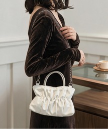 2WAY シワデザインバッグ チェーンストラップ ハンド&ショルダーバッグ クラッチバッグ 結婚式 入学式 卒業式 成人式 パーティー セレモニー 同窓会