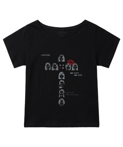 IZROOM（イズルーム）の「キスザクロス ボートネック 半袖Tシャツ (ブラック)（Tシャツ/カットソー・レディース・その他・FREE）」の2枚目の写真