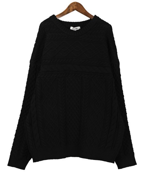 LUXSTYLE（ラグスタイル）の「5Gアラン編みクルーネックニット（ニット/セーター・メンズ・オフホワイト・M）」の9枚目の写真