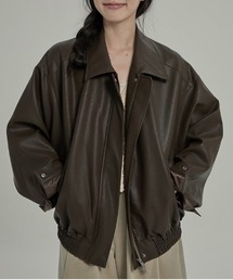 ビックシルエットフェイクレザージップアップジャケット