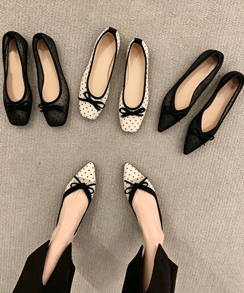 Miniministore(ミニミニストア)の「ドットバレエパンプスリボンシアーシューズ(パンプス・レディース・ブラック系1/アイボリー系2/ブラック系2/アイボリー系1・23.0cm/22.5cm/24.5cm/24.0cm/23.5cm)」の6枚目の写真