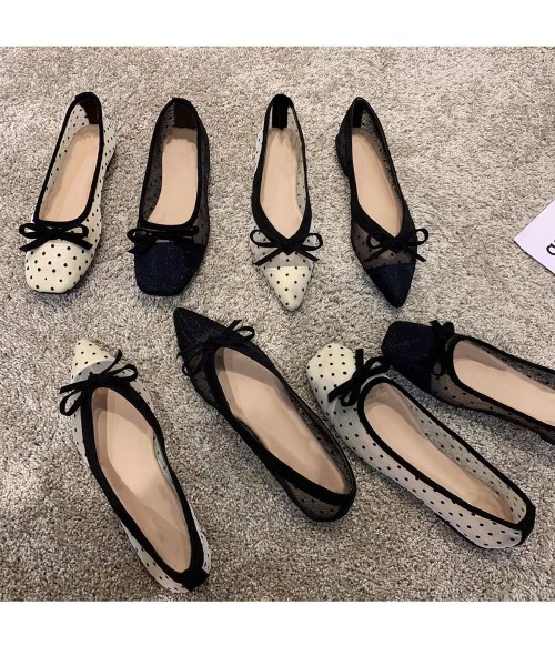Miniministore(ミニミニストア)の「ドットバレエパンプスリボンシアーシューズ(パンプス・レディース・ブラック系1/アイボリー系2/ブラック系2/アイボリー系1・23.0cm/22.5cm/24.5cm/24.0cm/23.5cm)」の8枚目の写真