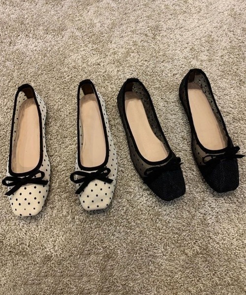Miniministore(ミニミニストア)の「ドットバレエパンプスリボンシアーシューズ(パンプス・レディース・ブラック系1/アイボリー系2/ブラック系2/アイボリー系1・23.0cm/22.5cm/24.5cm/24.0cm/23.5cm)」の9枚目の写真