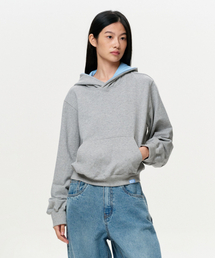 UNISEX ERA COLOR LAYERED HOODIE - MELANGE GRAY