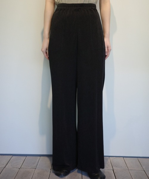 CLANE（クラネ）の「CLANE BRIGHT JERSEY PANTS（その他パンツ・レディース・ベージュ/ブラック・2/1）」の2枚目の写真
