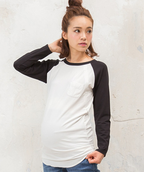 Sweetmommy 授乳服 マタニティ スウィートマミー の ラグランtシャツ 長袖 授乳 マタニティ マタニティウェア Wear