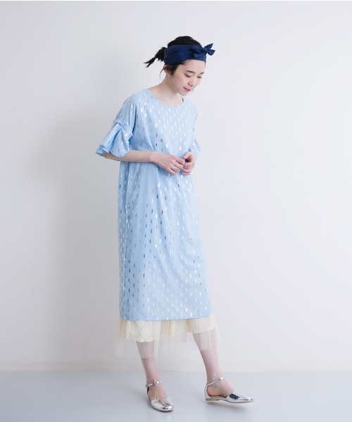 Merlot Plus メルロープリュス の みかづきラメプリントワンピース9757 ワンピース Wear
