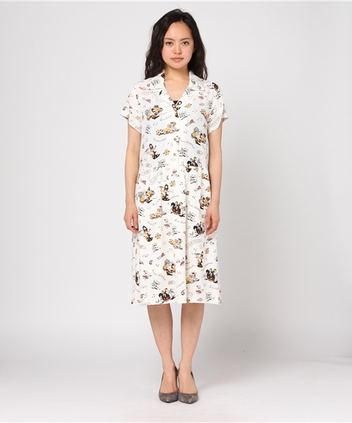 HYSTERIC GLAMOUR（ヒステリックグラマー）の「ISLAND FEVER総柄 半袖プルオーバーワンピース（ワンピース・レディース・ホワイト系その他/ブルー系その他/ブラック系その他・SMALL/MEDIUM）」の5枚目の写真