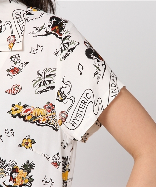 HYSTERIC GLAMOUR（ヒステリックグラマー）の「ISLAND FEVER総柄 半袖プルオーバーワンピース（ワンピース・レディース・ホワイト系その他/ブルー系その他/ブラック系その他・SMALL/MEDIUM）」の8枚目の写真