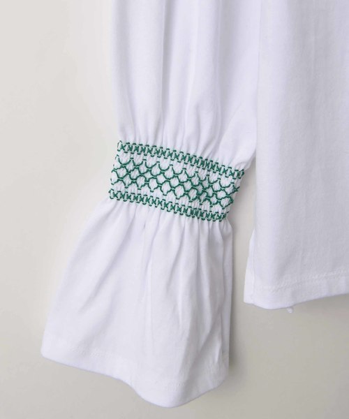 SUNBABIES(サンベイビーズ)の「スモッグ刺繍オフショルカットソー(Tシャツ/カットソー・レディース・イエロー/ホワイト・M)」の5枚目の写真