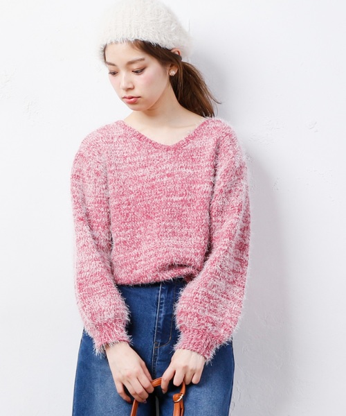 natural couture（ナチュラルクチュール）の「モールシャギー前後2WAYニット（ニット/セーター・レディース・アイボリー/ネイビー/ラベンダー/ピンク・FREE）」の4枚目の写真