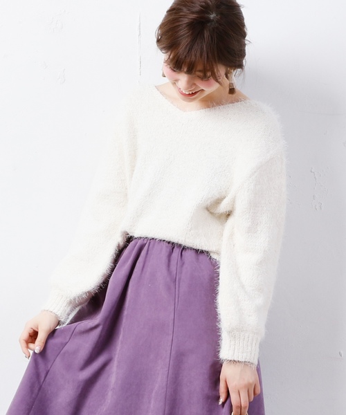 natural couture（ナチュラルクチュール）の「モールシャギー前後2WAYニット（ニット/セーター・レディース・アイボリー/ネイビー/ラベンダー/ピンク・FREE）」の18枚目の写真