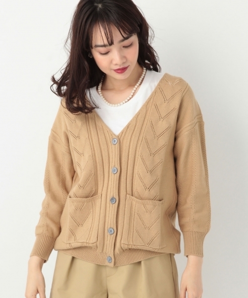 A part by(アパートバイ)の「7GCoAcPoガラロングカーディガン 785229(カーディガン/ボレロ・レディース・ブラック/ベージュ/オフホワイト・FREE)」の7枚目の写真