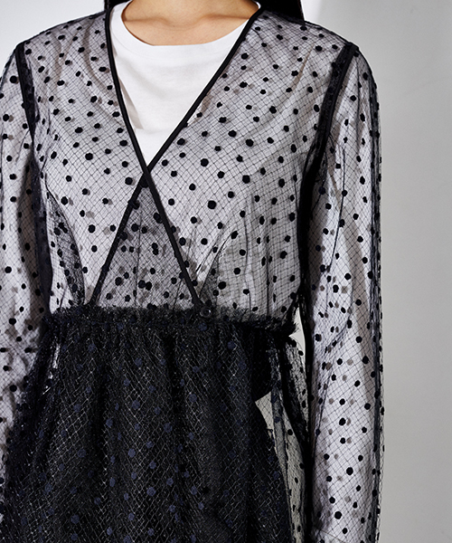 MUVEIL（ミュベール）の「【MUVEIL】ドットチュールコート MA74FC008  