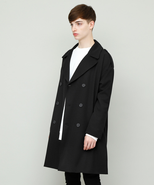 EMMA CLOTHES（エマクローズ）の「TRストレッチビッグシルエットダブルトレンチコート（トレンチコート・メンズ・ブラック/ブラック系その他/ネイビー/ベージュ・FREE）」の2枚目の写真