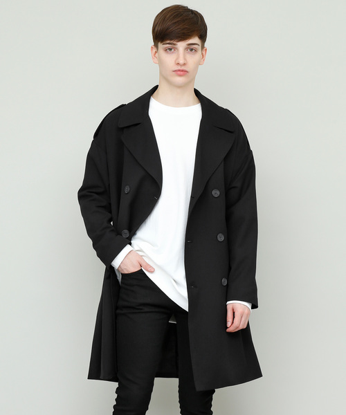 EMMA CLOTHES（エマクローズ）の「TRストレッチビッグシルエットダブルトレンチコート（トレンチコート・メンズ・ブラック/ブラック系その他/ネイビー/ベージュ・FREE）」の6枚目の写真