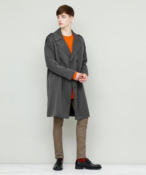 EMMA CLOTHES（エマクローズ）の「TRストレッチビッグシルエットダブルトレンチコート（トレンチコート・メンズ・ブラック/ブラック系その他/ネイビー/ベージュ・FREE）」の8枚目の写真