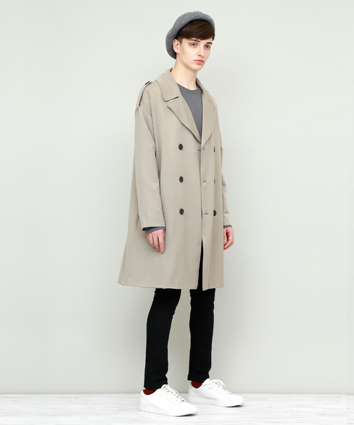 EMMA CLOTHES（エマクローズ）の「TRストレッチビッグシルエットダブルトレンチコート（トレンチコート・メンズ・ブラック/ブラック系その他/ネイビー/ベージュ・FREE）」の11枚目の写真