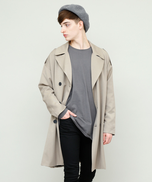 EMMA CLOTHES（エマクローズ）の「TRストレッチビッグシルエットダブルトレンチコート（トレンチコート・メンズ・ブラック/ブラック系その他/ネイビー/ベージュ・FREE）」の12枚目の写真