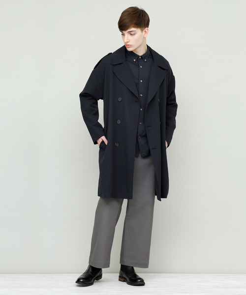 EMMA CLOTHES（エマクローズ）の「TRストレッチビッグシルエットダブルトレンチコート（トレンチコート・メンズ・ブラック/ブラック系その他/ネイビー/ベージュ・FREE）」の14枚目の写真