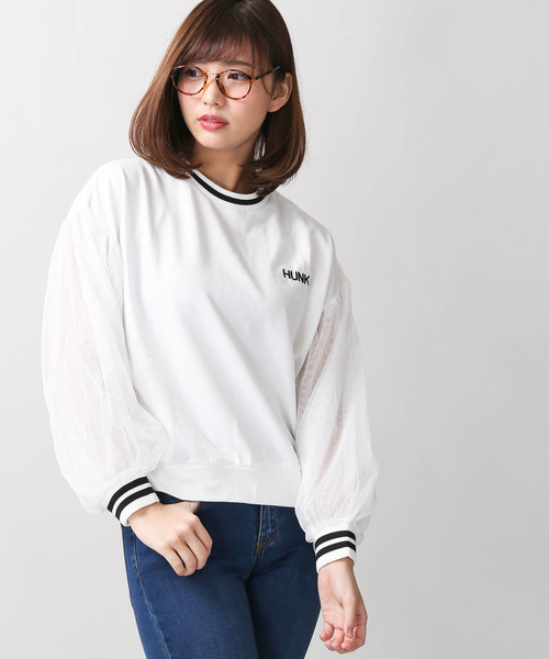 WEGO(ウィゴー)の「WEGO/ラインチュールスリーブスウェット(スウェット・レディース・ブラック/オフホワイト・FREE)」の1枚目の写真