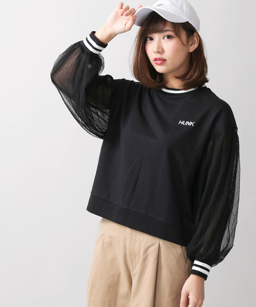 WEGO(ウィゴー)の「WEGO/ラインチュールスリーブスウェット(スウェット・レディース・ブラック/オフホワイト・FREE)」の2枚目の写真