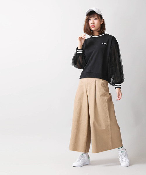 WEGO(ウィゴー)の「WEGO/ラインチュールスリーブスウェット(スウェット・レディース・ブラック/オフホワイト・FREE)」の5枚目の写真