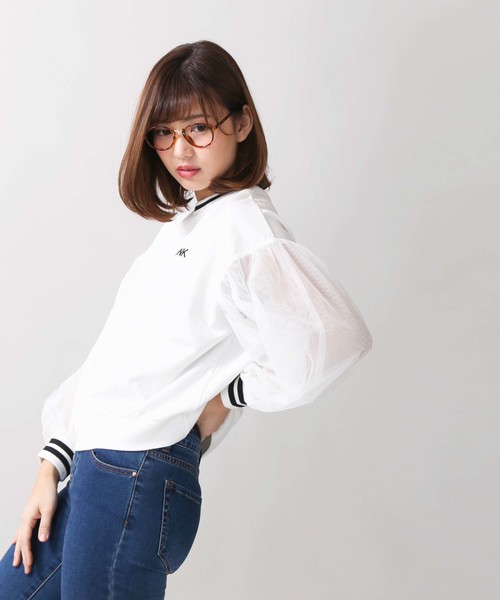 WEGO(ウィゴー)の「WEGO/ラインチュールスリーブスウェット(スウェット・レディース・ブラック/オフホワイト・FREE)」の6枚目の写真