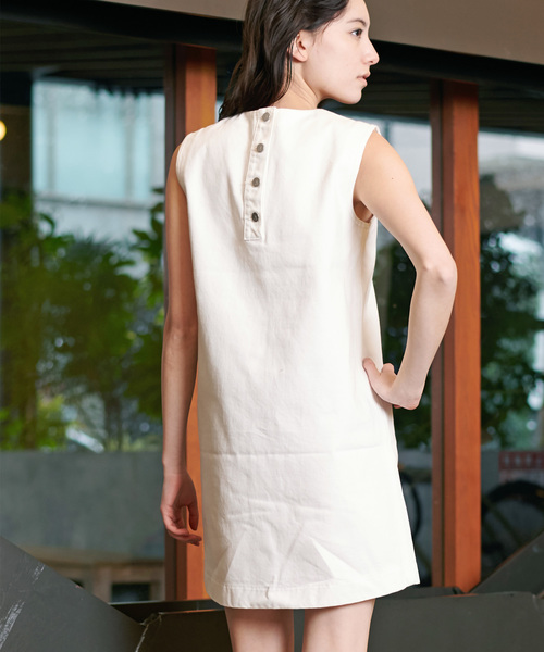 カルバンクラインジーンズ ワンピース 半袖 ホワイト セール】ホワイトデニムワンピース（ワンピース）｜Calvin Klein