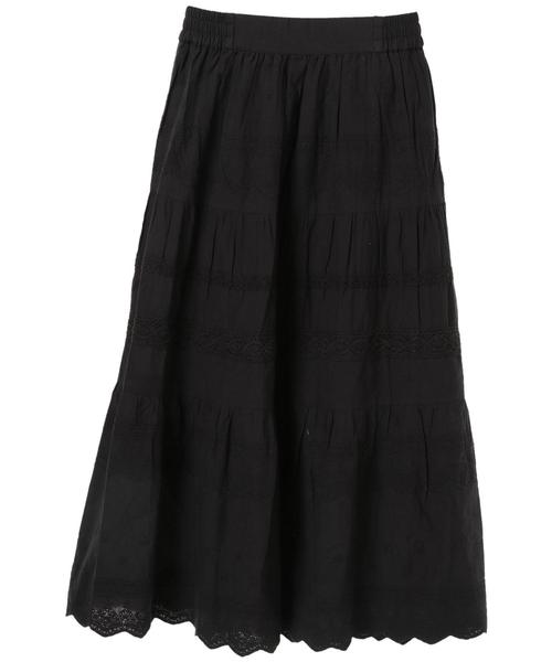 AMERICAN HOLIC（アメリカンホリック）の「・総刺繍レース切替ロングスカート（スカート・レディース・オフホワイト/ブラック/モカ/ブルー・FREE）」の6枚目の写真