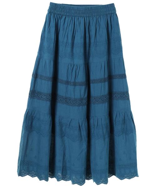 AMERICAN HOLIC（アメリカンホリック）の「・総刺繍レース切替ロングスカート（スカート・レディース・オフホワイト/ブラック/モカ/ブルー・FREE）」の9枚目の写真