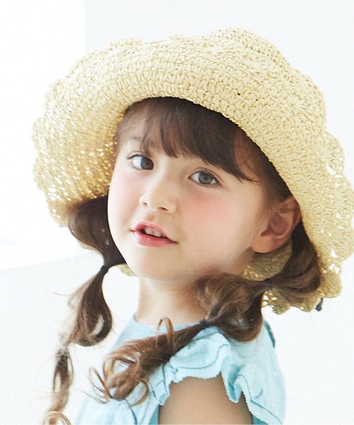 apres les cours（アプレレクール）の「おりたたみリボンペーパーハット（ハット・キッズ・ベージュ/ピンク/ブラウン・48/52/54/50/56）」の3枚目の写真