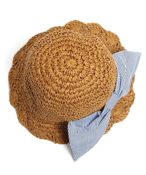 apres les cours（アプレレクール）の「おりたたみリボンペーパーハット（ハット・キッズ・ベージュ/ピンク/ブラウン・48/52/54/50/56）」の7枚目の写真