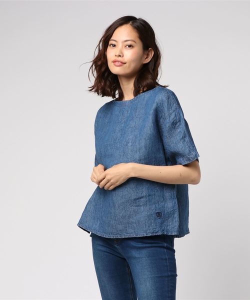 ORCIVAL（オーシバル）の「【ORCIVAL】半袖プルオーバー リネンシャツ YLD WOMEN（シャツ/ブラウス・レディース・インディゴブルー・1）」の10枚目の写真