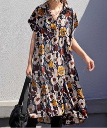 レトロ花柄ワンピース