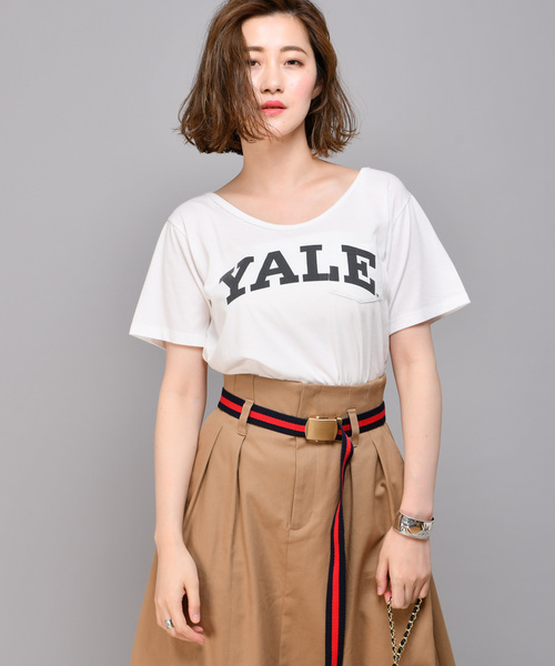 RIVE DROITE（リヴドロワ）の「TC天竺YALEロゴカットソー（Tシャツ/カットソー・レディース・ホワイト/チャコールグレー・FREE）」の3枚目の写真