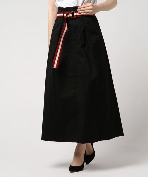 archives（アルシーヴ）の「ストライプベルトカーゴロングスカート（スカート・レディース・ブラック/ベージュ/ワイン・MEDIUM）」の2枚目の写真