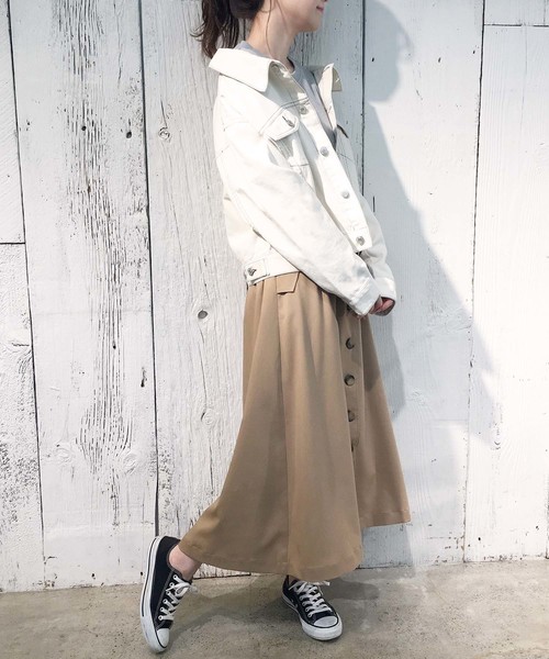 one after another NICE CLAUP(ワンアフターアナザーナイスクラップ)の「ステッチGジャン(デニムジャケット・レディース・アイボリー/ブラウン/インディゴブルー・FREE)」の12枚目の写真