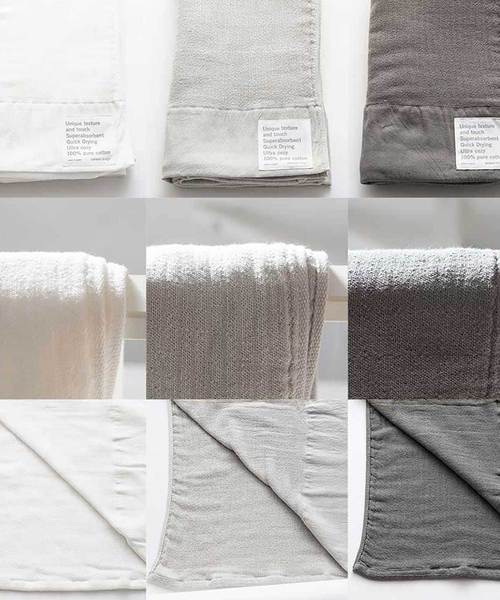 sarasa design（サラサデザイン）の「b2c 泉州 本晒しガーゼ ハーフケット｜90×160cm（寝具・レディース・ホワイト/チャコールグレー/ライトグレー・ONE SIZE）」の10枚目の写真