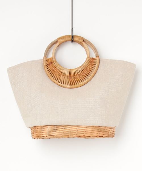 INTERPLANET(インタープラネット)の「パールラタンBAG(かごバッグ・レディース・カーキ/サンドベージュ/オフホワイト/ベージュ・フリー/FREE)」の16枚目の写真