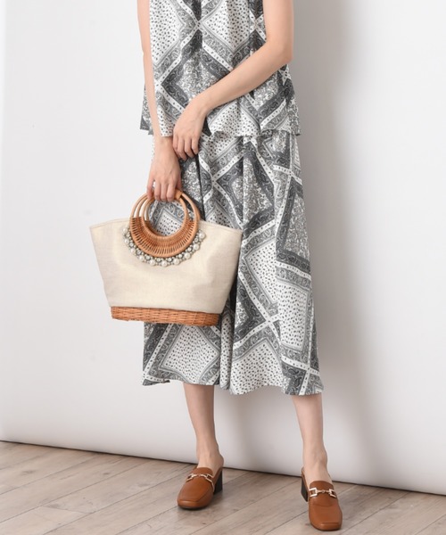 INTERPLANET(インタープラネット)の「パールラタンBAG(かごバッグ・レディース・カーキ/サンドベージュ/オフホワイト/ベージュ・フリー/FREE)」の12枚目の写真